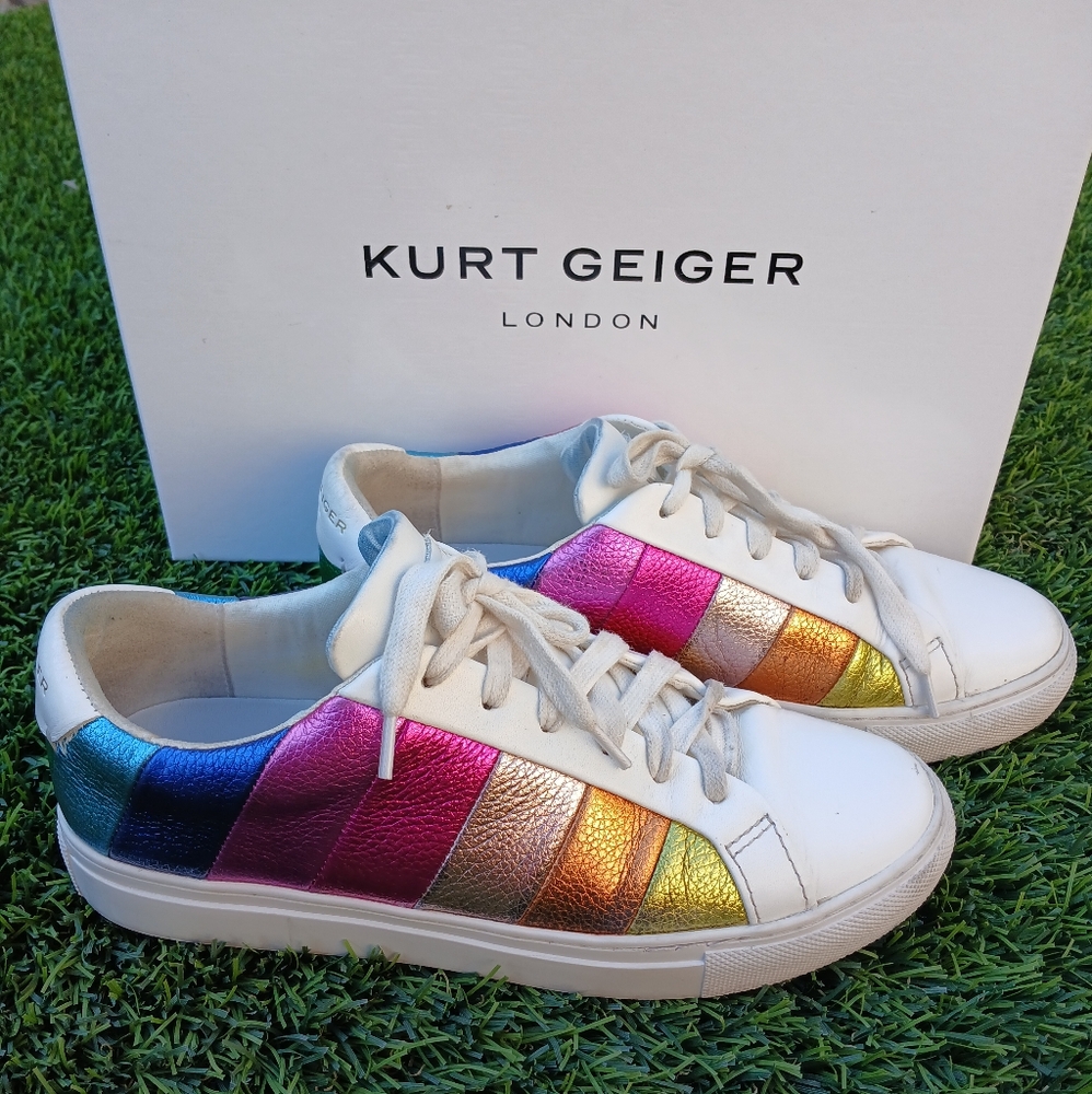 💗Kurt Geiger Lane Stripe Leather Sneakers Women